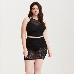 Torrid size 2 black crochet swim suit (2 piece)